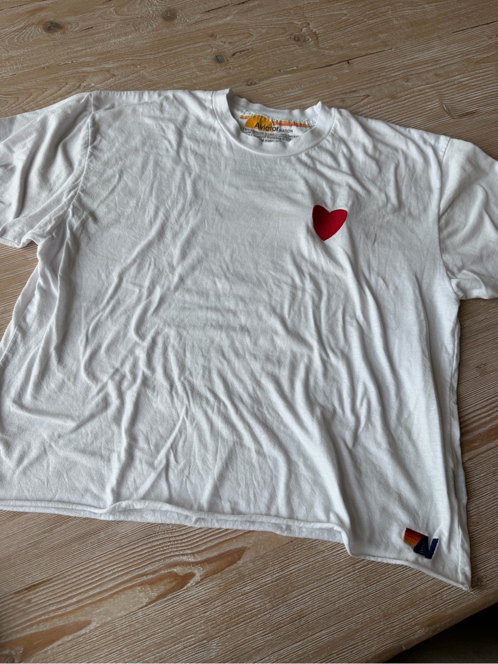 Aviator Nation White Heart Tee